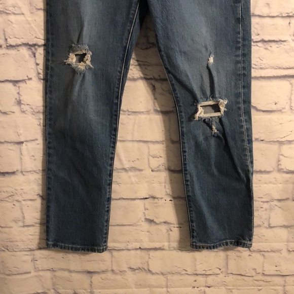 Levi’s 501 Cropped Straight Leg Denim Button Fly Distressed Sz 25 NWOT - Picture 3 of 9